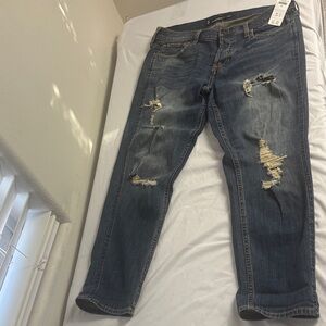 Hollister Dark Blue Distressed Boyfriend Jeans